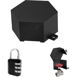 Sdstone Faucet Lock Outdoor - Password-Protected Water Spigot Lock, Hose Bib Steel, Gate Valve - Prevent Theft and Unauthorized Use for Garden, Valve - 1 Pack (Black)