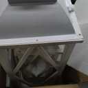 Glitzhome Farmhouse White Wood Metal Lanterns Decorative Hanging Candle Lanterns Set of 2 (White)