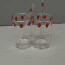 Tessco for you 2 Sets Strawberry Cups Strawberry Glass Cup with Straw Glass Tumbler Drinking Cherry Clear Tumbler Berry Pattern Glasses Bottle for Juice Water Milk Coffee Tea(Lovely)