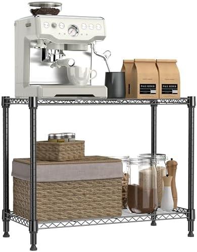  IZEUK 2 Tier Adjustable Metal Storage Shelving Unit, Heavy Duty Wire Rack Organizer for Kitchen, Living Room or Office, 220 lbs Capacity, 27.6 W x 11.8 D x 23.4 H, Black : Home & Kitchen