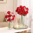 JUSTOYOU 30PCS Artificial Roses Silk Flowers in Bulk, Realistic Red Fake Roses for Wedding Decorations, Home Decor, Centerpieces, Indoor Floral Arrangements