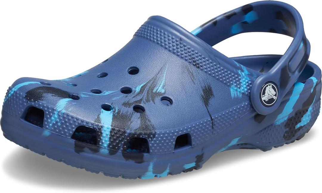 Crocs Kids' Classic Marbled Tie-Dye Clog (10 Toddler, Navy/Multi)