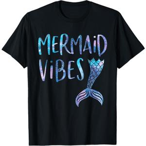 Mermaid Vibes Cute Funny Mermaid Tail Birthday Party T-Shirt Small