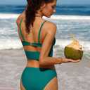 Sexy Bikini Sets for Women Cutout O-Ring Swimsuit 2 Piece High Cut Bathing Suit Green, XL