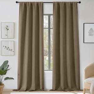 OWENIE Sally Taupe Blackout Curtains 96 Inches Long 2 Panels Set for Bedroom Living Room, Solid Room Darkening Thermal Insulated Energy Saving Window Treatments Drapes, W40 x L96 Inch, Taupe