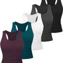 Dalavch 5 Pack Women's Workout Racerback Tank Tops Spandex Yoga Athletic Running Gym Sports Crop Tops for Women (Blue, S)