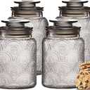 4pc Vintage Glass Canister Set with Airtight Lids - For Kitchen Food Storage and Organization