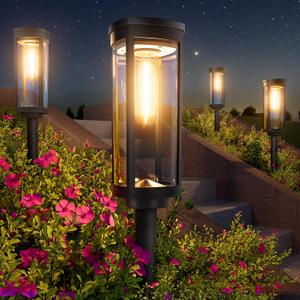 Bright Solar Lights Outdoor 6 Pack, Solar Pathway Lights Waterproof IP65, Auto On/Off Walkway Landscape Lighting, Long Lasting Outdoor Light for Walkway Landscape Path Yard Lawn Patio Decor (Warm White)