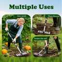 Stainless Steel Weeding Tool, Thickened Version 8 Tines Weeder Rake, Weed Puller Tool with Long Handle, for Removing Weeds, Loosening Soil, Cleaning Flower Beds, Pine Needles & Lawn Prep