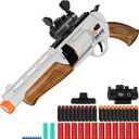 Toy Guns for Boys, Shotgun Foam Dart Blaster, Enhanced Revolver Children Outdoor CS Soft Bullet Toy Rifle, Birthday Xmas (Gold)