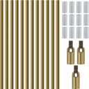 Antrader M10 Threaded Extension Rod 12pcs Lighting Fixture Stems with 3pcs 180 Degree Sloped Ceiling Adapters for Light Fixture Parts Replacement 12-inch Length Gold Color