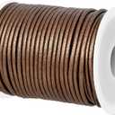GENIQUE Real/Genuine Round Leather String Cord for Necklace, Bracelets, Jewelry, Kumihimo Braiding, DIY Projects (20 Metres) (2mm, Kansa)