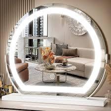 FENNIO Vanity Mirror with Lights, 17"x15" LED Lighted Makeup Mirror, Large Makeup Mirror with Lights, Touch Sensor with 3-Color Lighting, Dimmable for Vanity Desk Tabletop, Bedroom