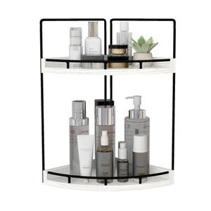 Dorhors 2Tier Rustic White Corner Bathroom Shelf