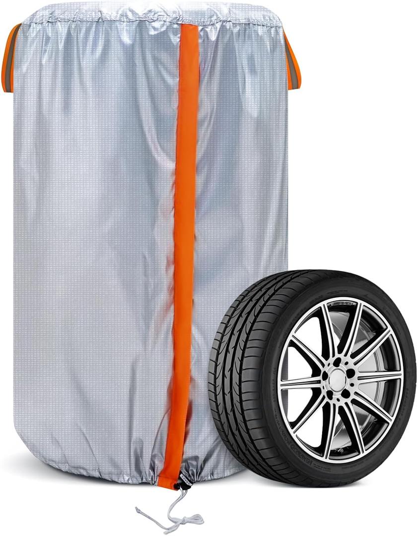 NEVERLAND Tire Covers for Storage, Seasonal Large Tire Storage Bag 420D Oxford Tire Stack Covers for Indoor & Outdoor with Waterproof Zipper, Drawstring Lock (Fit 32 Inch Tire Diameter)