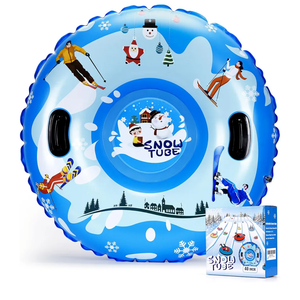 40’’ Snow Tube, Inflatable Snow Tubes for Kids & Adults, Thickened Heavy Duty Sled with Cold-Resistant PVC and Raised Handle, Winter Toys for Outdoor Sledding, Christmas Snow Sleds Gift