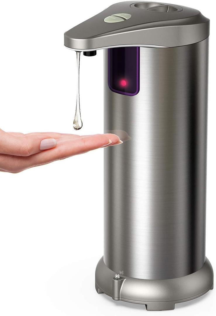 Infrared Automatic Soap Dispenser Sensor Soap Dispenser, Stainless Steel Touchless Soap Dispenser with Waterproof Base for Bathroom Kitchen Hotel