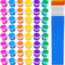 Acrylic Paint Set,48 Paint Pots in 6 Colors,Set of 8 Washable Paint Sets,Acrylic Paint Strips with 8 Pcs Paintbrushes,Craft Paint Sets for Kids & Adults,Camps,Schools and Clubs