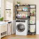 K1 Heavy Duty 7-Tier Over The Toilet Storagewith Basket and Paper Hook Freestanding Above Toilet Shelf with Adjustable FeetSpace Saver Bathroom Shelves 9.3" D x 33.5" W x 63.8" HBlack