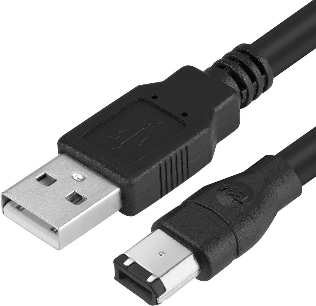 Herfair Firewire to USB Cable 6-Pin IEEE 1394-a Male to USB 2.0 A Male Adapter Cord for Firewire 400 Digital Camera Camcorder Printer Scanner Hard Disk to MacBook Laptop Computer (Black)