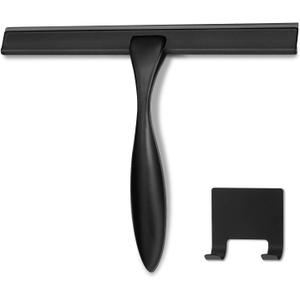 HIWARE All-Purpose Shower Squeegee for Shower Doors, Bathroom, Window and Car Glass - Black, Stainless Steel, 10 Inches