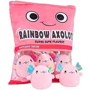 Nenalayo Plushies Doll a Bag of Axolotl Plush Toy Stuffed Soft Snack Pillow Plush Toy for Birthday Gift, Stuffed Toy Game Pillow Cushion Gift for Kids (Blue 6 Balls)