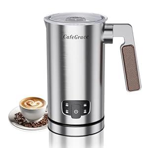 CafeGrace Milk Frother, 4-in-1 Milk Frother and Steamer, Automatic Hot and Cold Foam Maker and Milk Steamer for Coffee, Latte, Cappuccino, Macchiato, Hot Chocolate, Matcha