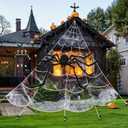236'' Halloween Spider Web with 59" Giant Realistic Hairy Spider, Cobwebs & 20 Small Fake Spiders Halloween Decorations Indoor Outdoor Party Decor for Yard Patio Lawn Haunted House