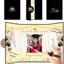 Graduation Party Decorations - Gold & Black The Adventure Begins - Class Of 2026 Grad Guest Book, Signature Board With 6 Photo DIY Sticker, Graduation Gift For Him Her Party Favor & Supplies - A11