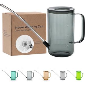 Long Spout Watering Can Indoor, Small Watering Cans for House Plants, Flowers, Succulents, 34oz (Grey)
