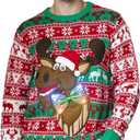 Unisex Men's Ugly Christmas Sweater LED Light Funny Novelty Knit Pullover (Medium)