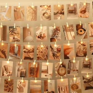 LUSHARBOR Photo Clips String Light, 33FT Fairy Lights with 51 Clips, Battery Operated String Lights with Clips for Pictures, Room Decorations for Dorm Wall Bedroom Wedding Christmas Tree (Plating Clips)