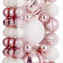 Christmas Ball Ornaments for Xmas Decorations,50 pcs Christmas Extra Large Tree Shatterproof Ornaments-Rose Gold, 35 Small Balls (1.57", 40mm), 12 Medium balls (2.36", 60mm), and 3 Large balls (4.7", 120mm) (Combo of 5 Style in 3 Sizes)