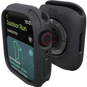 elkson Compatible with Apple Watch 45mm Bumper Case, Quattro 2.0 Series Rugged Case for Apple Watch and iWatch Series 9 8 7, Military Grade Durable Protective Cover, Flexible Shock Proof, Black
