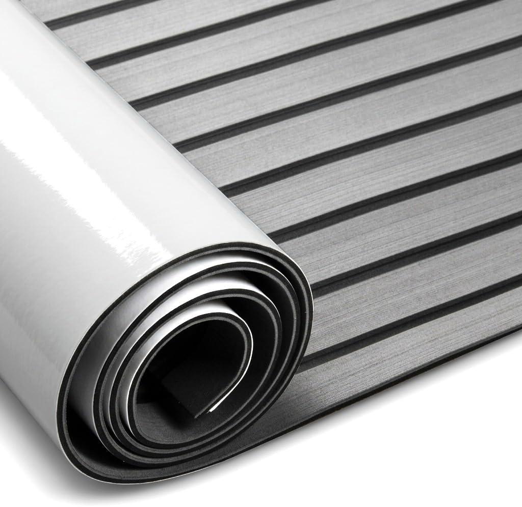 Fullfire EVA Foam Boat Flooring, Faux Teak Marine Boat Decking Sheet with Self-Adhesive Deck Carpet for Bass Boat Jon Boat Pontoon RV Kayak Floor 94" x 47"/35"/15"