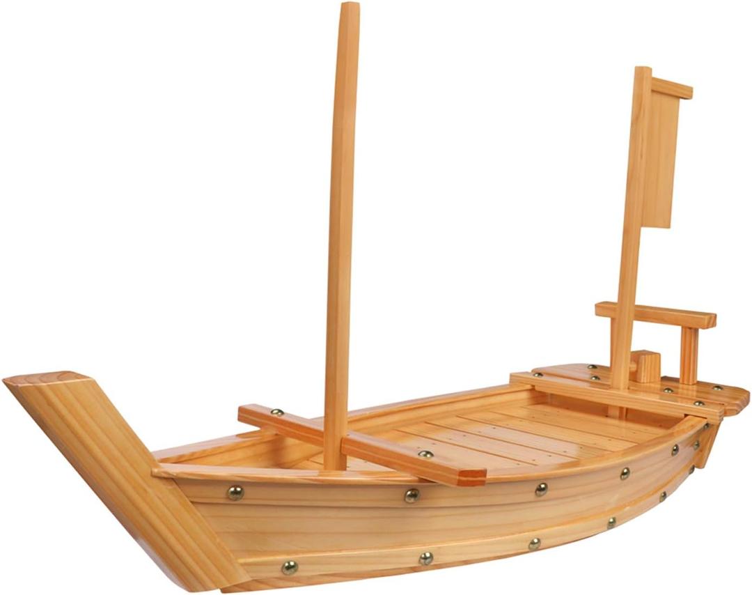 Kichgather 27.6 Wooden Sushi Serving Tray Boat Plate for Restaurant or Home