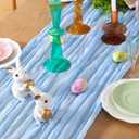DeZerlor Baby Blue Cheesecloth Table Runner 4 Pack Summer Table Runners Boho Gauze 120 Inches Cheese Cloth Table Decor for Wedding Bridal Baby Shower Parties