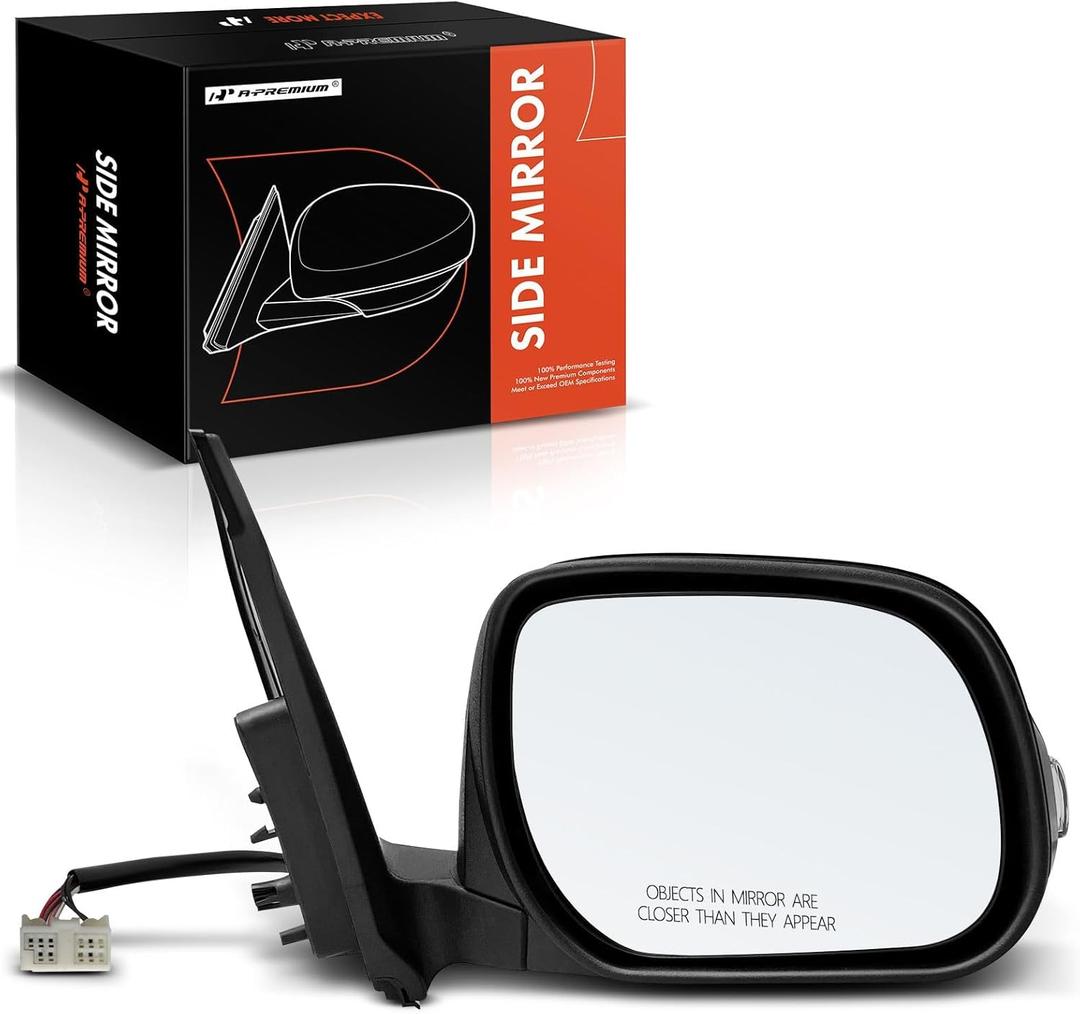 A-Premium Passenger Side Power Door Mirror - Compatible with Toyota RAV4 2009 2010 2011 2012 - Heated Manual Folding Black w/Turn Signal Outside Rear View Mirror