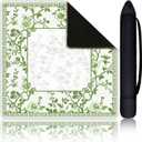 Chinoiserie Mahjong Mat with 1 Carrying Bag 31.5" x 31.5" Green and White Rubber Anti Slip and Noise Reduction Multi Purpose Game Table Cover for Mahjong, Card, Board Tile Games