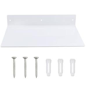 RealPlus Metal Floating Shelf Wall Mounted (12 inch x 8 inch) Heavy Duty Industrial Modern Steel Display Shelves, White (Pack of 1)