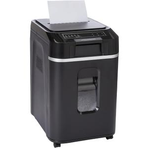 Amazon Basics 200-Sheet Auto Feed Cross Cut Paper Shredder with Pullout Basket, Black