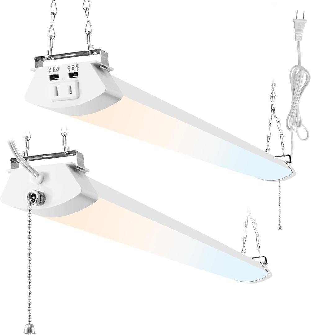 Hlite LED Shop Light 4FT with Pull Chain,5000LM,3 Power level&3CCT