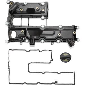 Engine Valve Cover with Gasket + Oil Filler Cap Compatible with 2013-2014 Ford Fusion 2013-2016 Escape 2014-2019 Fiesta 2014-2016 Transit Connect 1.6L turbo Replaces # BM5Z6582A (Plastic)