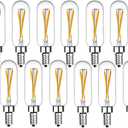 Beonllay Dimmable T6 LED Bulbs 25W Candelabra Bulbs 3000K Soft White, Clear Vintage 2W E12 LED Filament Edison Chandelier Light Bulbs with Decorative, 12 Pack