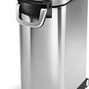 simplehuman 35 Liter, 40 lb / 18.1 kg X-Large Pet Food Storage Container for Dog Food, Cat Food, and Bird Feed, Brushed Stainless Steel