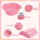 32 Pcs Foot Spa Kit for Kids, Light Pink 8 Foot Tubs for Soaking & 8 Towels & 8 Hairbands & 8 Eye Masks, Spa Party Supplies for Girls for Sleepovers Slumber Party