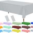 Grey Disposable Plastic Tablecloth, 2 Pack 54"x 108" Rectangle Table Covers for Parties, Events, Weddings, Indoors and Outdoors