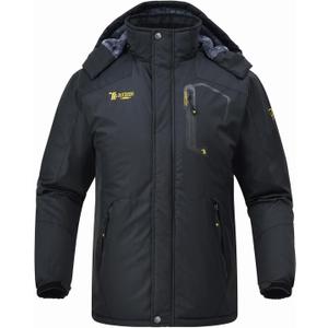 Rdruko Men's Ski Snow Jacket Waterproof Insulated Fleece Outdoor Mountain Hooded Winter Coat (4X-Large, 16-black)