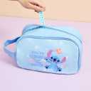 MINISO Stitch Cartoon Print Makeup Bag, Cosmetic Organizer with Zipper, Travel Toiletry Bag for Women