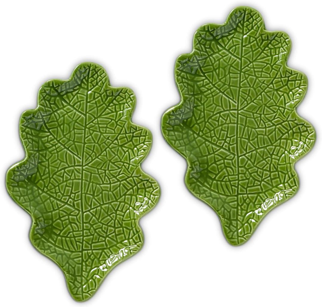 Oak Leaves Shaped Spoon Rest for stove top Set of 2 Decorative Ceramic Spoon Holder for Kitchen Counter, Stove Top & Cooking Utensils